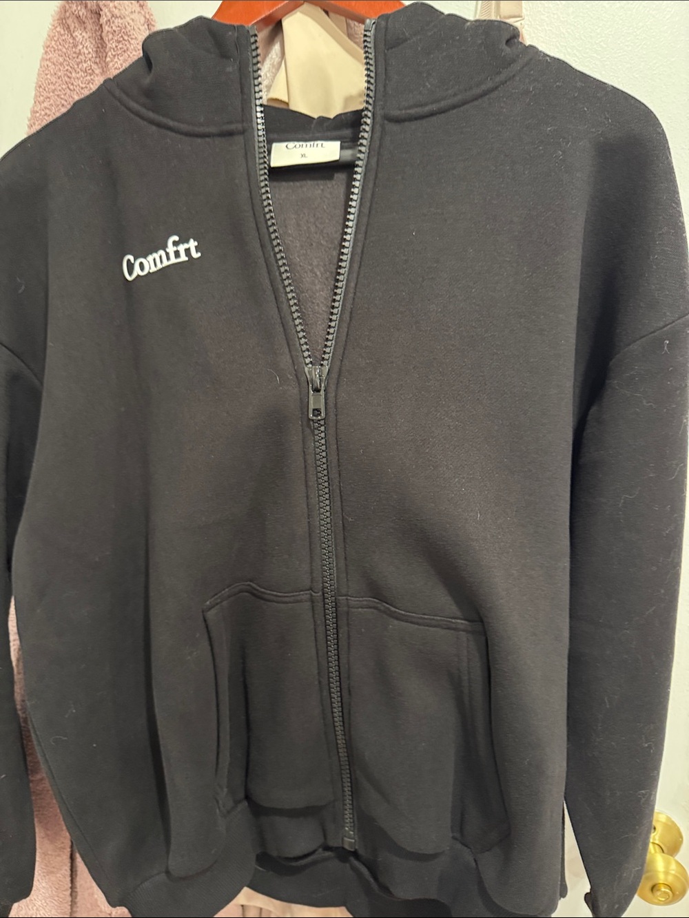 Comfort kids Black Zip-Up Hoodie Sweater